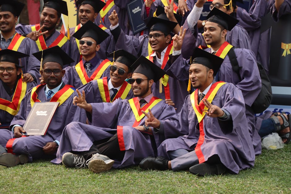 Group of university graduates celebratin