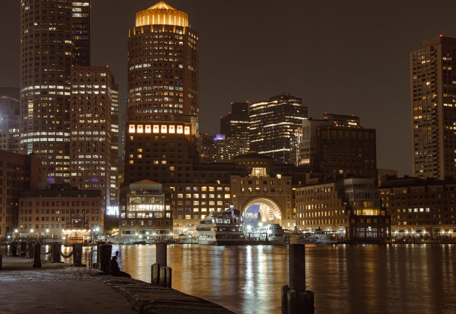 Stunning view of Boston's illuminated sk
