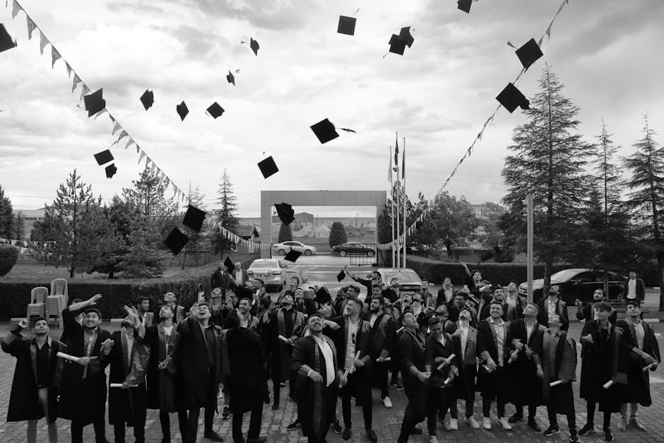 A group of university graduates in gowns