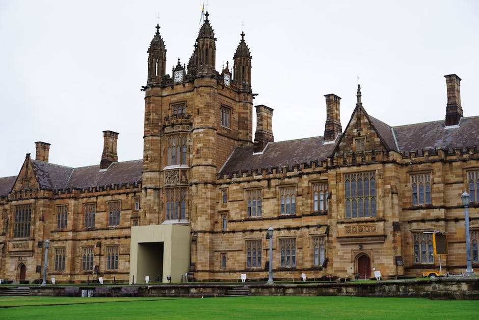 Front view of a historic university buil