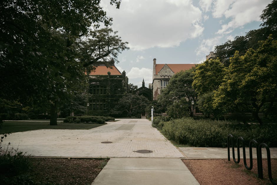 Scenic view of a historic university cam