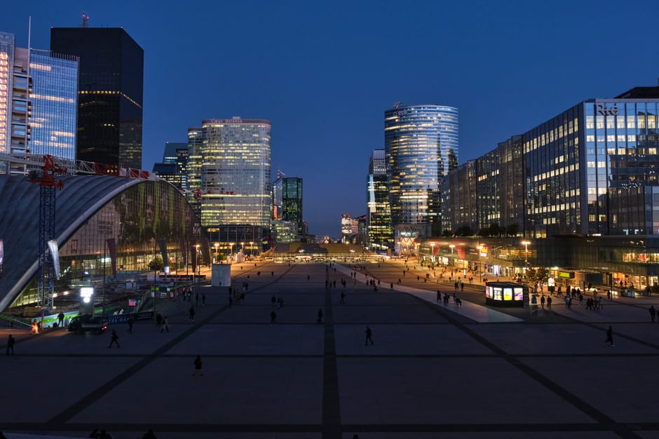 Stunning nighttime view of La Défense in