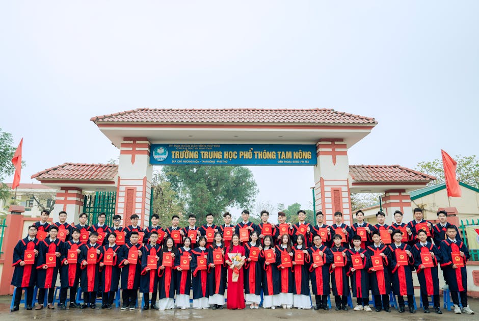 Group of students in graduation attire o