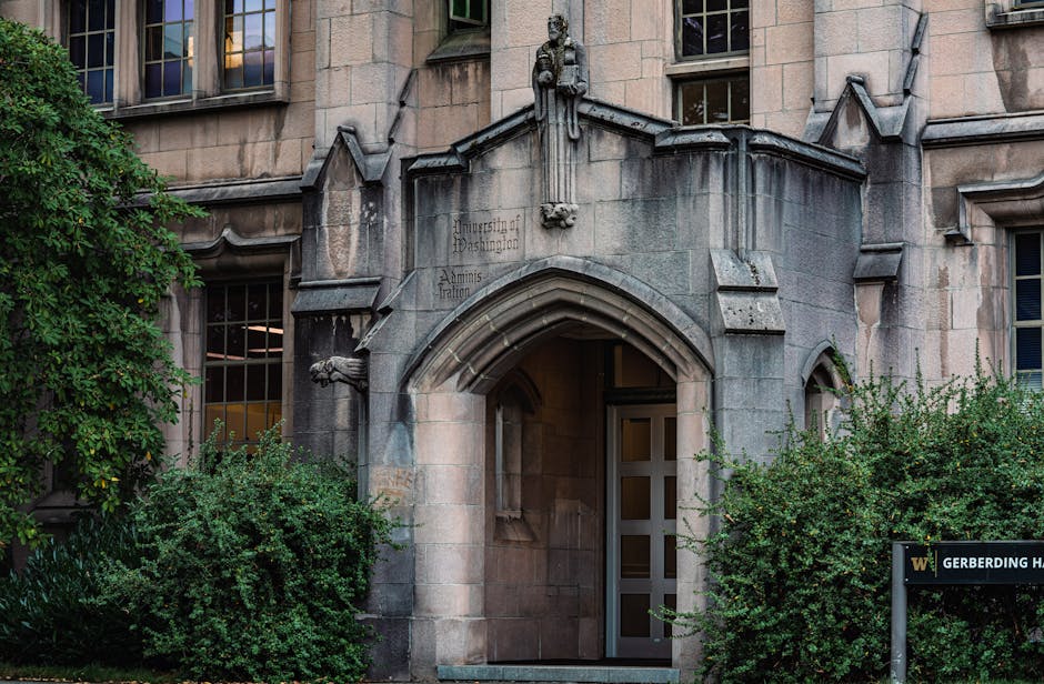 Gothic-style stone entrance of the Unive