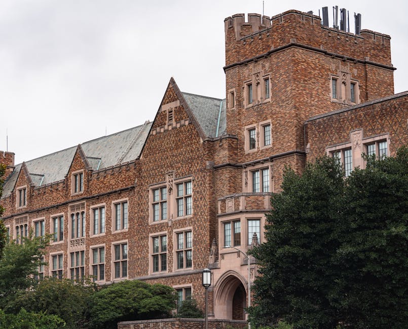 Majestic brick university building with 