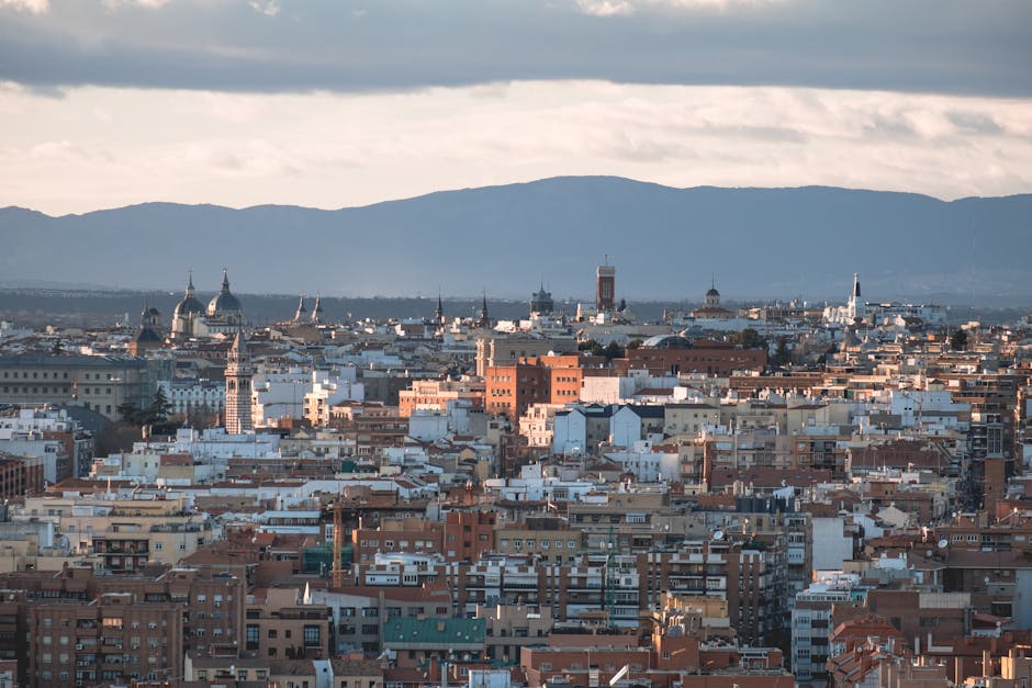 A stunning aerial shot showcasing Madrid