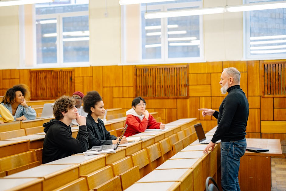A diverse group of university students e