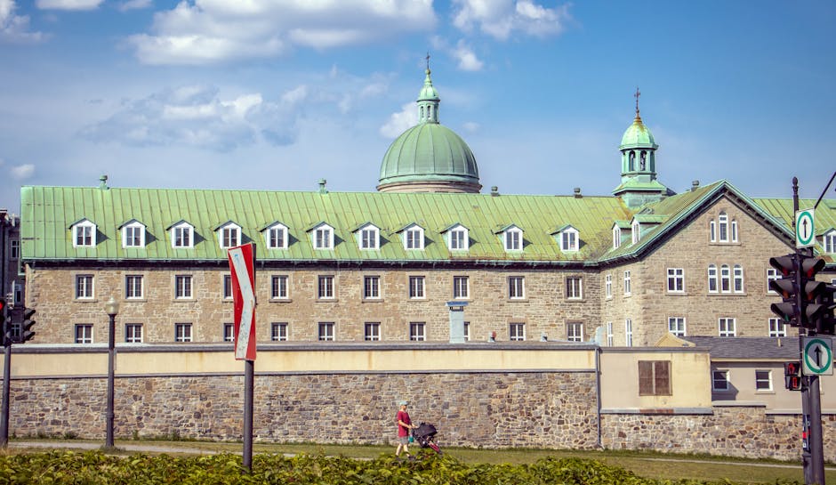 A historic building with domed roofs in 