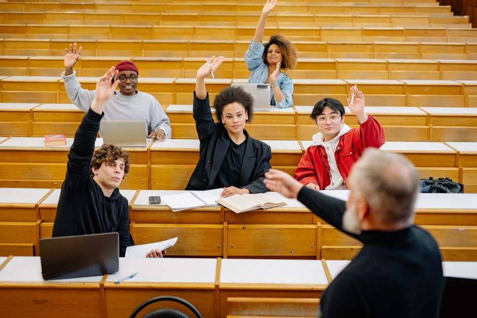 A diverse group of university students p