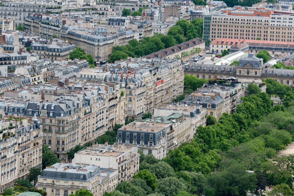 Stunning aerial view of classic Parisian