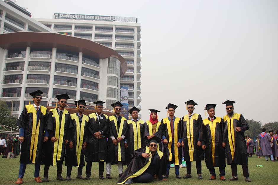 Graduating students celebrating with fri